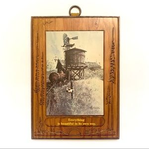 VTG Wood Decoupage Frank M Hamilton Farm Windmill Plaque Wall Decor